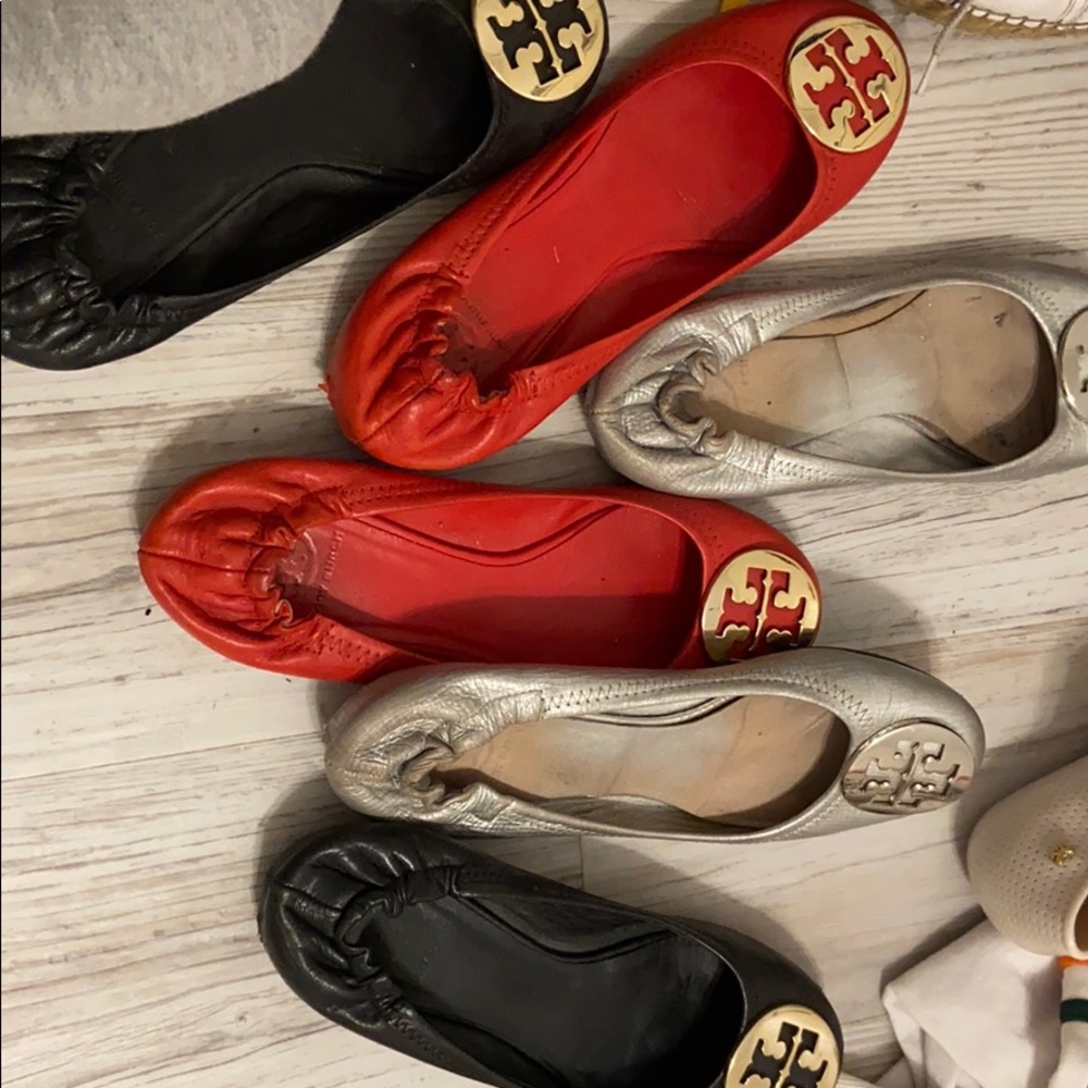 3 pairs of Tory Burch ballet flats